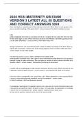 HESI MATERNITY OB EXAM VERSION 3 QUESTIONS AND CORRECT ANSWERS 2026