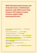 MSSC Manufacturing Processes and Production Exam | Verified Exam Questions with 100% Correct Clear Answers| All Graded A+|Latest Premium Update|100% Guaranteed Success.
