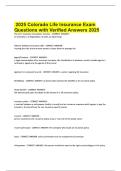 Colorado Life Insurance Exam Questions with Verified Answers 2026