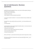 Hot & Cold Desserts- Revision Questions With Correct Detailed Answers&vert; Graded A&plus;&period;