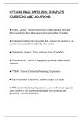 HFT4502 FINAL PAPER 2026 COMPLETE QUESTIONS AND SOLUTIONS
