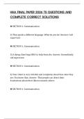 HHA FINAL PAPER 2026 75 QUESTIONS AND COMPLETE CORRECT SOLUTIONS