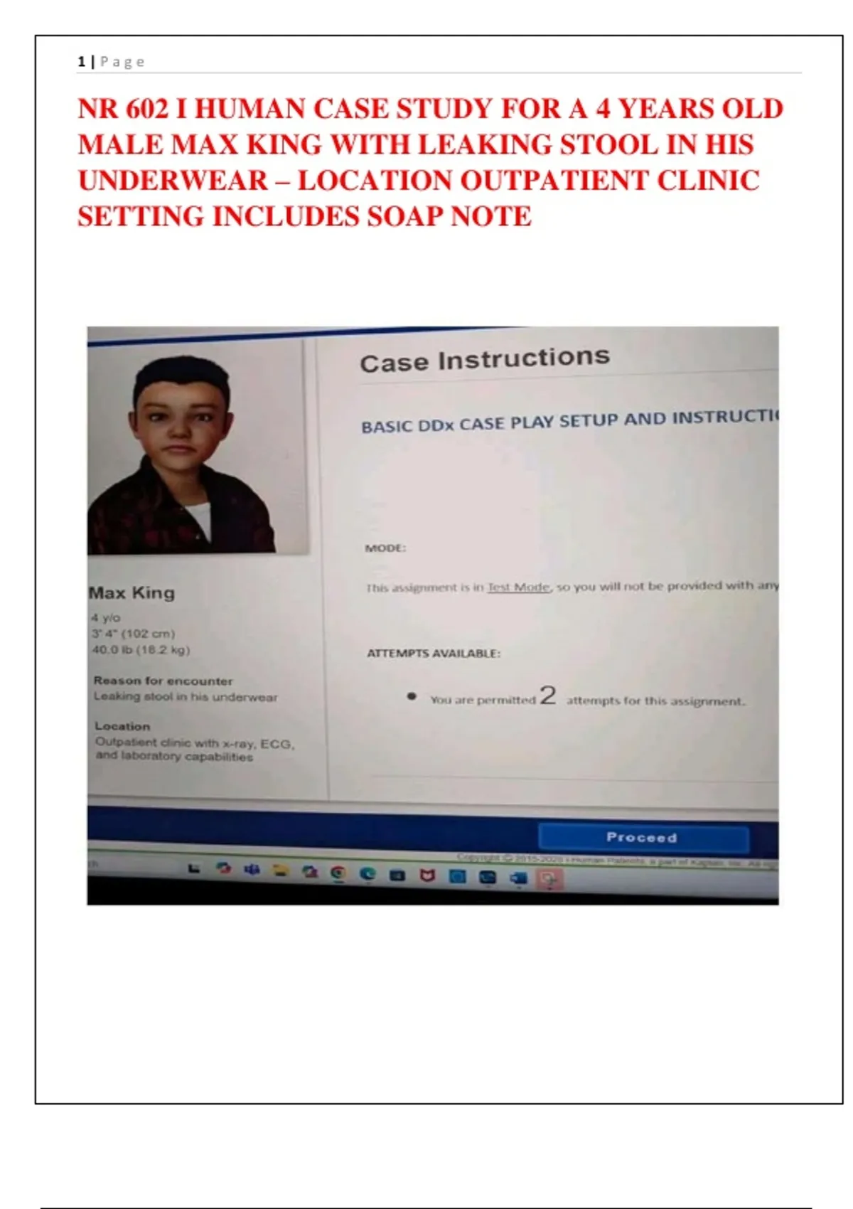 NR 602 I HUMAN CASE STUDY FOR A 4 YEARS OLD MALE MAX KING WITH LEAKING ...