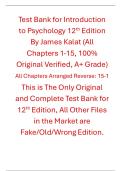 Test Bank Introduction to Psychology 12th Edition By James Kalat&Tab;