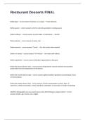 Restaurant Desserts FINAL EXAM QUESTIONS AND CORRECT VERIFIED ANSWERS GUARANTEED PASS&period;