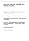 HIPPA FINAL PAPER 2026 QUESTIONS WITH ANSWERS GRADED A&plus;