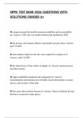 HIPPA TEST BANK 2026 QUESTIONS WITH SOLUTIONS GRADED A&plus;