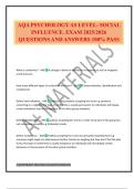 AQA PSYCHOLOGY AS LEVEL- SOCIAL INFLUENCE&period; EXAM 2025&sol;2026 QUESTIONS AND ANSWERS 100&percnt; PASS