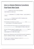 Intro to Lifestyle Medicine Cumultaive Final Exam Note Cards with Correct Answers