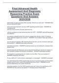 Final Advanced Health  Assessment And Diagnostic  Reasoning Practice Exam  Questions And Answers  2025&sol;2026 
