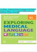 Test Bank &ndash; Exploring Medical Language &lpar;11th Edition&comma; Brooks&rpar; Chapters 1&ndash;16 Complete Verified Answers & Rationales Updated 2025-2026