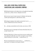 NHA AND CORE FINAL PAPER 2026 QUESTIONS AND ANSWERS VERIFIED