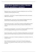 Agriculture Systems & Unit 1 Review Survey questions n answers