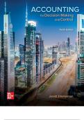 Accounting for Decision Making and Control 10th Edition Jerald Zimmerman - Test Bank Chapter &lpar;1 to 14&rpar;