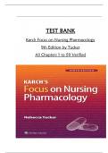 Test Bank for Karch&rsquo;s Focus on Nursing Pharmacology 9th Edition by Rebecca G&period; Tucker &ndash; Complete Chapter 1-60 Questions and Answers Verified Edition 9781975180409