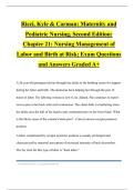 Ricci&comma; Kyle & Carman&colon; Maternity and Pediatric Nursing&comma; Second Edition&colon; Chapter 21&colon; Nursing Management of Labor and Birth at Risk&semi; Exam Questions and Answers Graded A&plus;