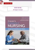Test Bank for Fundamentals of Nursing&comma; 9th Edition &lpar;Ruth F&period; Craven&rpar; &vert; Complete Chapters 1&ndash;43 &vert; Verified Answers