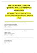 NUR 634 MIDTERM EXAM 2026 LATEST VERSION WITH VERIFIED CORRECT ANSWERS