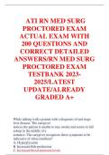 ATI RN Med-Surg Proctored Exam 200 Q&A Test Bank 2023-2025 | Actual Exam | Graded A+