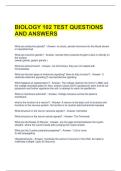 BIOLOGY 102 TEST QUESTIONS AND ANSWERS 