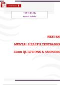 HESI RN Mental Health Test Bank &vert; Verified Questions & Answers &vert; Comprehensive Review