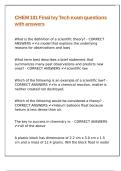 CHEM 101 Final Ivy Tech exam questions with answers