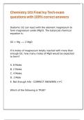 Chemistry 101 Final Ivy Tech exam questions with 100- correct answers