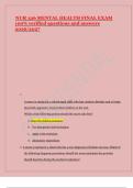 NUR 326 MENTAL HEALTH FINAL EXAM 100&percnt; verified questions and answers 2026&sol;2027