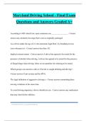 Maryland Driving School - Final Exam Questions and Answers Graded A&plus;