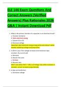 ELE 146 Exam Questions And  Correct Answers &lpar;Verified  Answers&rpar; Plus Rationales 2026  Q&A &vert; Instant Download Pdf