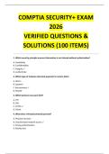 COMPTIA SECURITY&plus; EXAM  2026  VERIFIED QUESTIONS &  SOLUTIONS &lpar;100 ITEMS&rpar; 