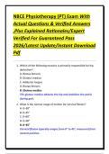 NBCE Physiotherapy &lpar;PT&rpar; Exam With Actual Questions & Verified Answers &comma;Plus Explained Rationales&sol;Expert Verified For Guaranteed Pass 2026&sol;Latest Update&sol;Instant Download PdfNBCE Physiotherapy &lpar;PT&rpar; Exam With Actual Questions & Verified Answers &comma;Plus Explain