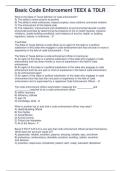 Basic Code Enforcement &lpar;TEEX & TDLR&rpar; &ndash; Verified Study Questions and Correct Answers &vert; Updated for 2026