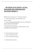 NIH STROKE SCALE GROUP A ACTUAL EXAM PAPER 2026 QUESTIONS WITH SOLUTIONS GRADED A&plus;