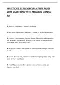 NIH STROKE SCALE GROUP A FINAL PAPER 2026 QUESTIONS WITH ANSWERS GRADED A&plus;