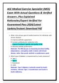 ACE Medical Exercise Specialist &lpar;MES&rpar; Exam With Actual Questions & Verified Answers &comma;Plus Explained Rationales&sol;Expert Verified For Guaranteed Pass 2026&sol;Latest Update&sol;Instant Download Pdf