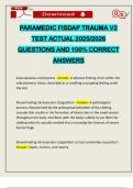 PARAMEDIC FISDAP TRAUMA V2 TEST ACTUAL 2025&sol;2026 QUESTIONS AND 100&percnt; CORRECT ANSWERS