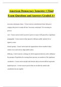 American Democracy Semester 1 Final Exam Questions and Answers Graded A&plus;