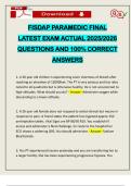 FISDAP PARAMEDIC FINAL LATEST EXAM ACTUAL 2025&sol;2026 QUESTIONS AND 100&percnt; CORRECT ANSWERS