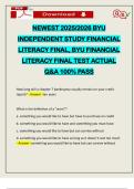 NEWEST 2025&sol;2026 BYU INDEPENDENT STUDY FINANCIAL LITERACY FINAL&comma; BYU FINANCIAL LITERACY FINAL TEST ACTUAL Q&A 100&percnt; PASS