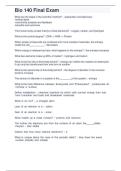 BIO 140 Final Exam &ndash; Verified Questions and Answers for 2026