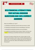 BYU FINANCIAL LITERACY FINAL TEST ACTUAL 2025&sol;2026 QUESTIONS AND 100&percnt; CORRECT ANSWERS