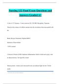 Nursing 122 Final Exam Questions and Answers Graded A&plus;