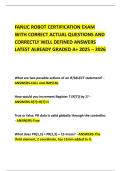 FANUC ROBOT CERTIFICATION EXAM WITH CORRECT ACTUAL QUESTIONS AND CORRECTLY WELL DEFINED ANSWERS LATEST ALREADY GRADED A&plus; 2025 &ndash; 2026