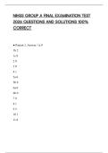 NIHSS GROUP A FINAL EXAMINATION TEST 2026 QUESTIONS AND SOLUTIONS 100&percnt; CORRECT