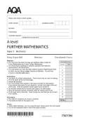 AQA A Level Further Mathematics Paper 3 &lpar;Mechanics&rpar; 2025 merged mark scheme 
