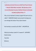 Laboratory Animal Science &lpar;LAS&rpar; Final Exam Version  1 Newest 2026 With Complete 150 Questions And  Correct Detailed Answers &lpar;Verified Answers&rpar; &vert;Already  Graded A&plus;&vert;&vert;Brand New &excl;&excl;&excl;&excl;