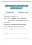 Heart Physiology Exam Questions and Answers Graded A&plus;