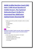 NASM Certified Nutrition Coach &lpar;CNC&rpar; Exam 1 With Actual Questions & Verified Answers &comma;Plus Explained Rationales&sol;Expert Verified For Guaranteed Pass 2026&sol;Latest Update&sol;Instant Download Pdf