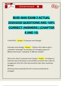 BUSI 4940 EXAM 3 ACTUAL 2025&sol;2026 QUESTIONS AND 100&percnt; CORRECT ANSWERS &vert; &lpar;CHAPTER 6 AND 10&rpar;